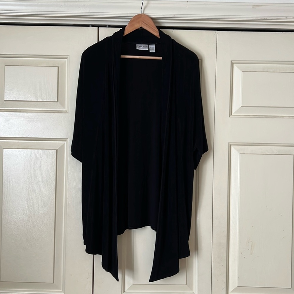 Chico’s travelers short sleeve open sweater US size XL Black